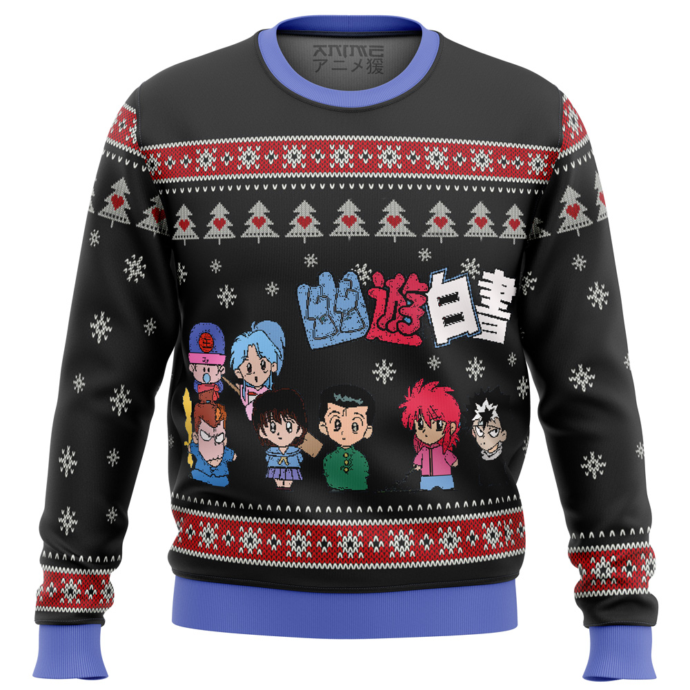 Ghost Fighter Yu Yu Hakusho Chibis Ugly Christmas Sweater- Best Christmas Gifts 2023