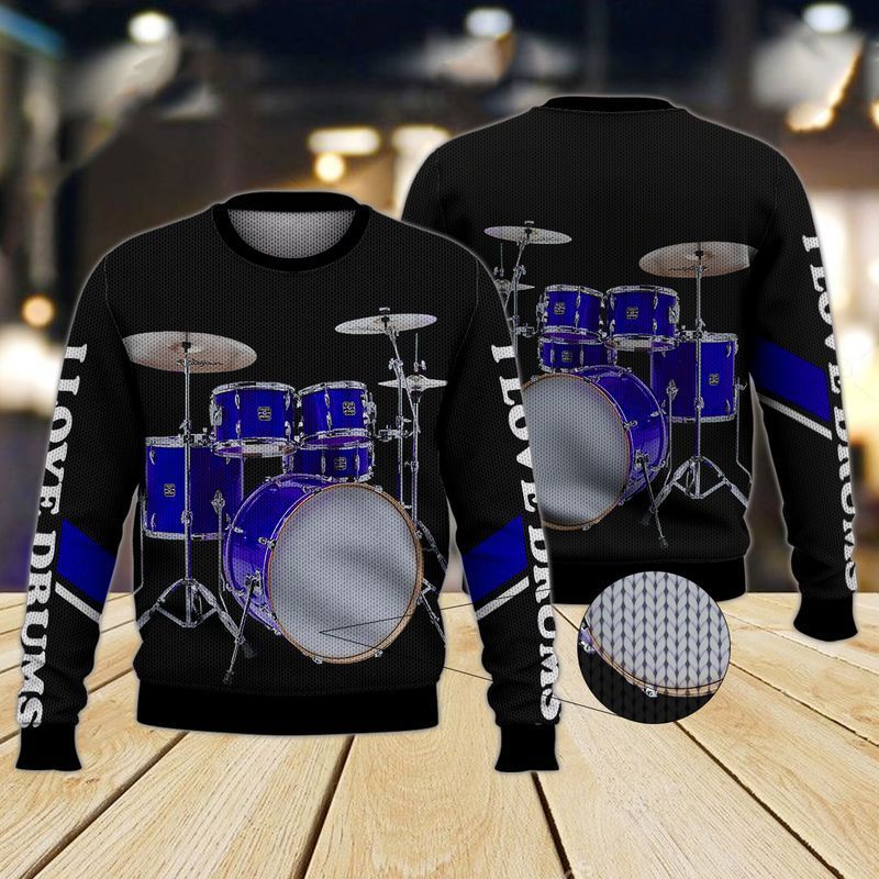 Gift For Drum Lovers Blue Drum Ugly Christmas Sweater- Best Christmas Gifts 2023