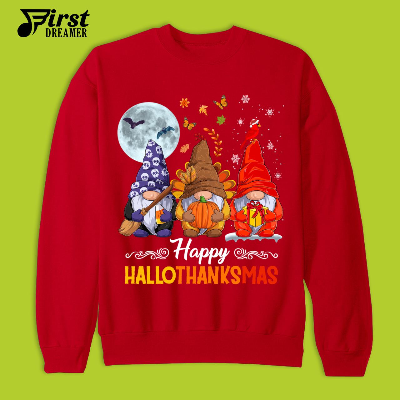 Gnomes Halloween Thanksgiving Christmas T-Shirt Happy HalloThanksMas