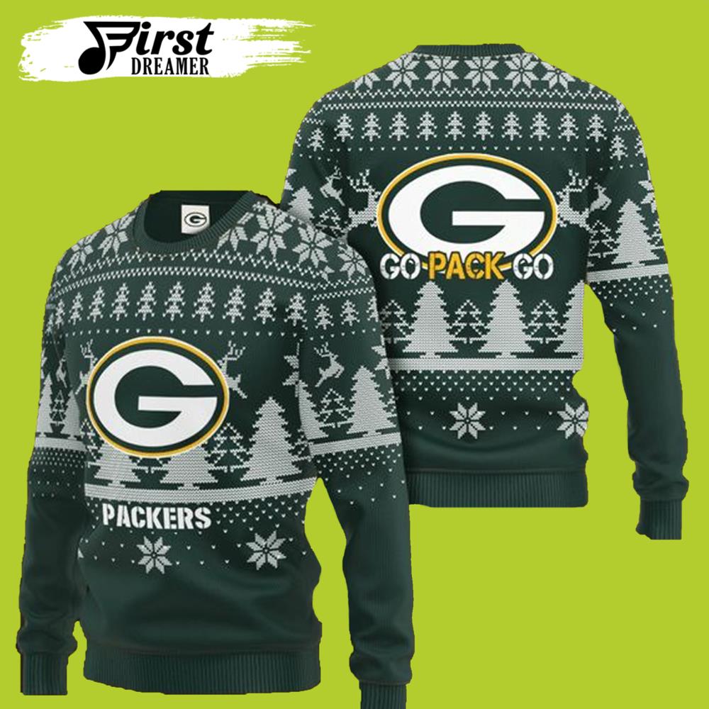 Go Pack Go Green Bay Packers Ugly Christmas Sweater- Best Christmas Gifts 2023