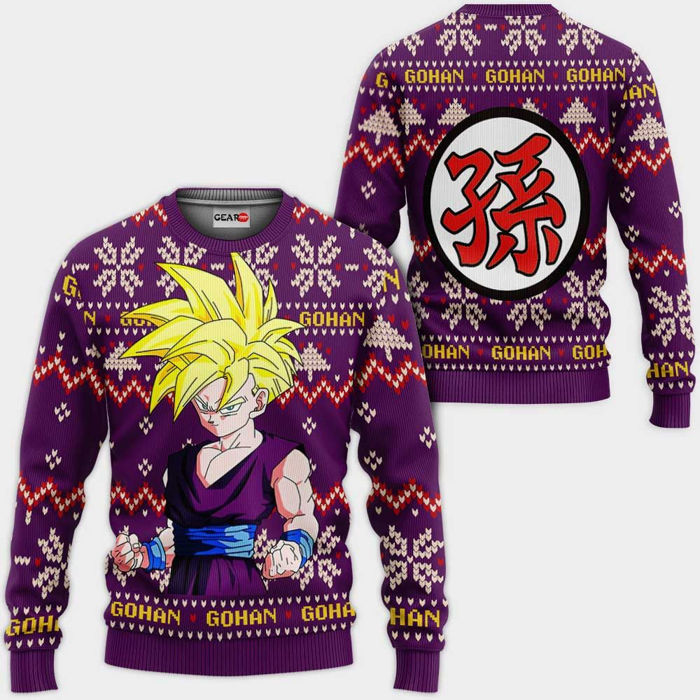 Gohan SJJ Ugly Christmas Sweater Anime Dragon Ball Xmas- Best Christmas Gifts 2023