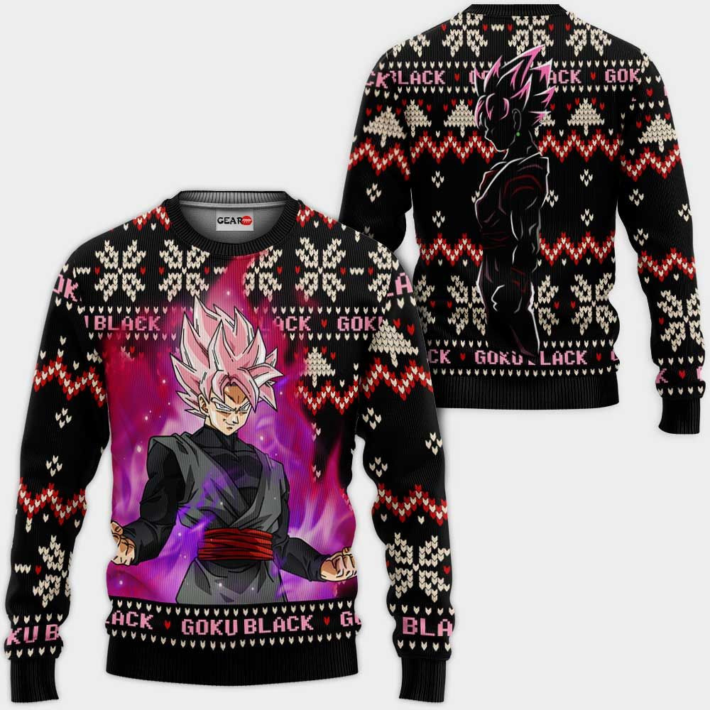 Goku Black Rose Ugly Christmas Sweater Anime Dragon Ball Xmas- Best Christmas Gifts 2023