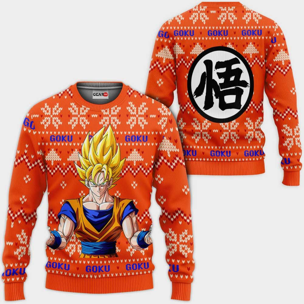 Goku Super Saiyan Ugly Christmas Sweater Anime Dragon Ball Xmas- Best Christmas Gifts 2023