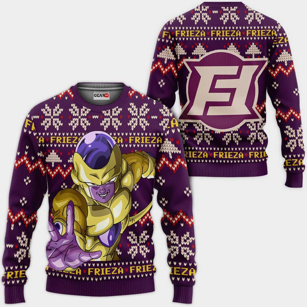 Golden Frieza Ugly Christmas Sweater Anime Dragon Ball Xmas- Best Christmas Gifts 2023