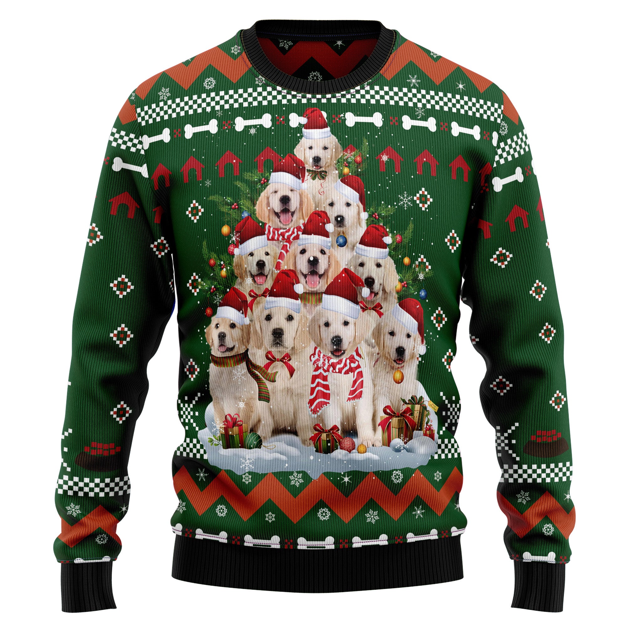 Golden Retriever Pine Tree T249 Ugly Christmas Sweater- Best Christmas Gifts 2023