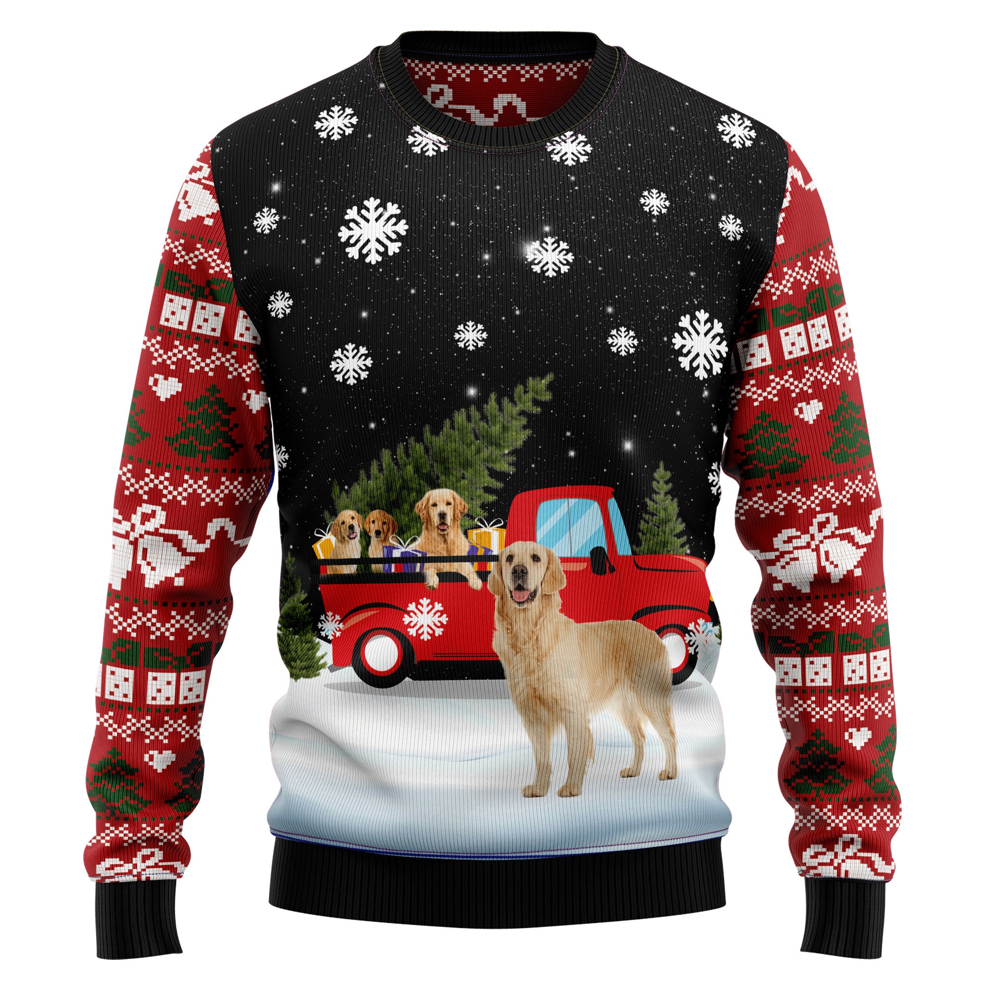 Golden Retriever Red Truck TG51013 Ugly Christmas Sweater- Best Christmas Gifts 2023