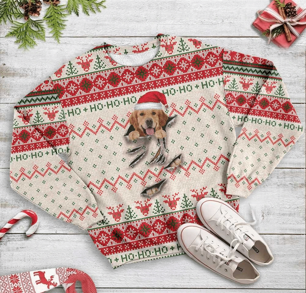 Golden Retriever Scratch Ugly Christmas Sweater – Best Christmas Gifts 2023