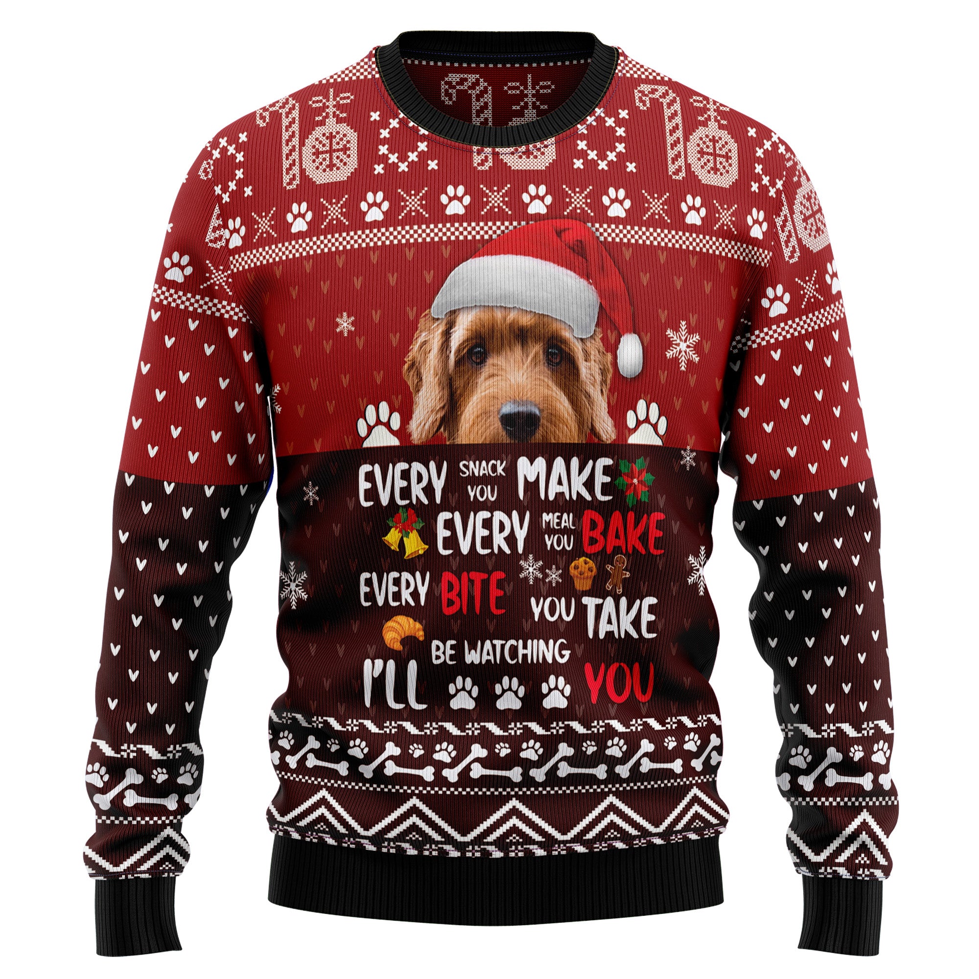 Goldendoodle Will Be Watching You T2910 Ugly Christmas Sweater- Best Christmas Gifts 2023