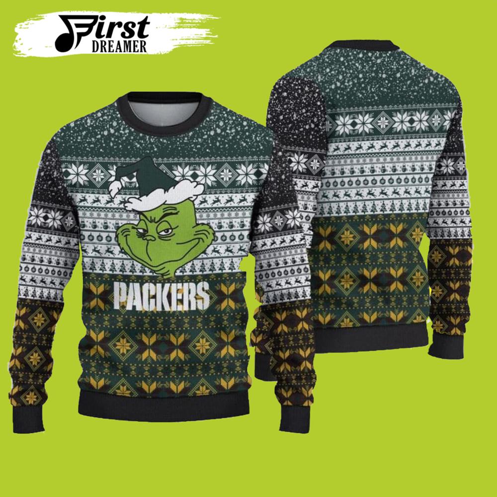 Green Bay Packers Ugly Christmas Sweater Grinch For Fans- Best Christmas Gifts 2023