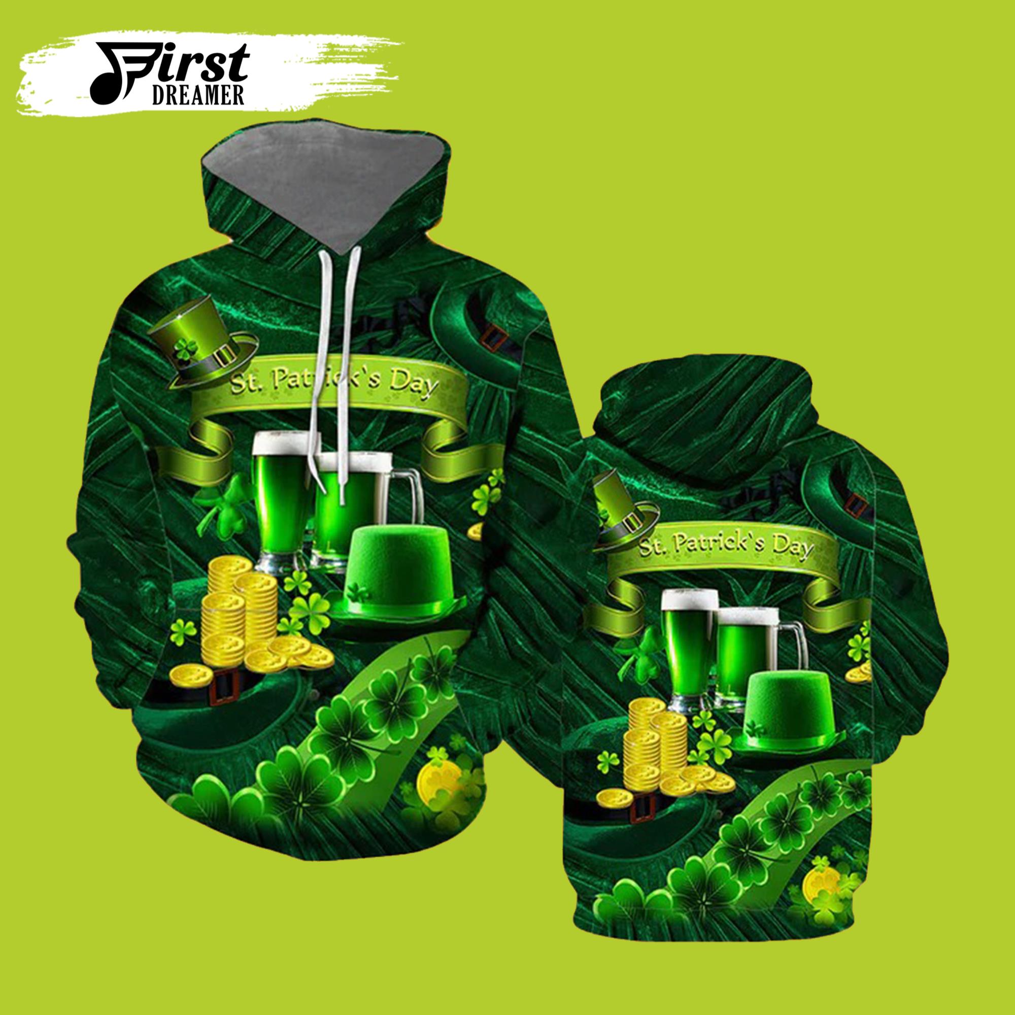 Green Beer St. Patrick’s Day 3D Beer Hoodies