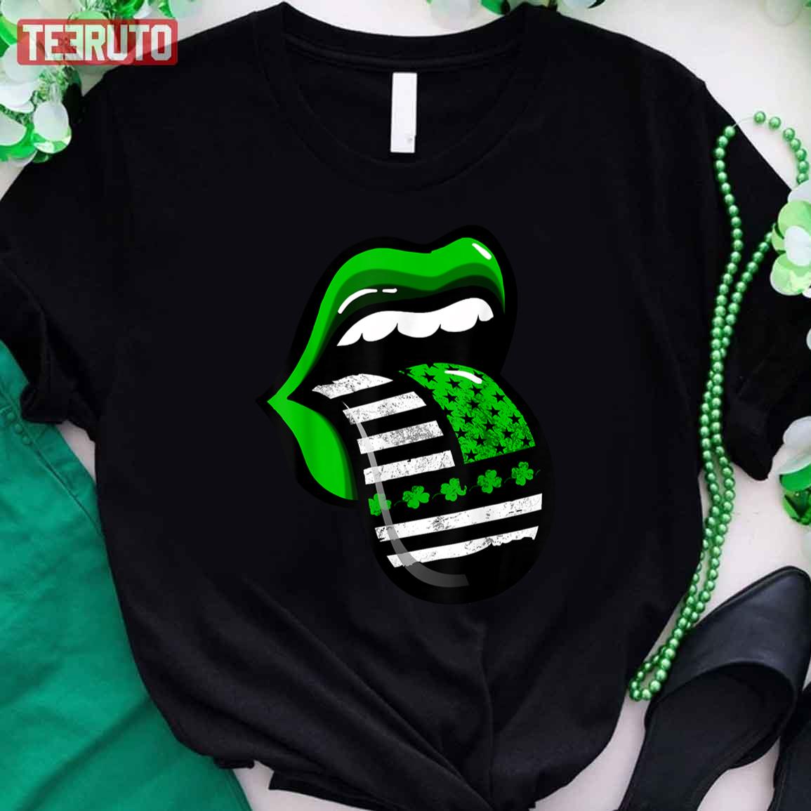 Green Lips Biting Sexy Irish Costume St Patricks Day Unisex T-Shirt