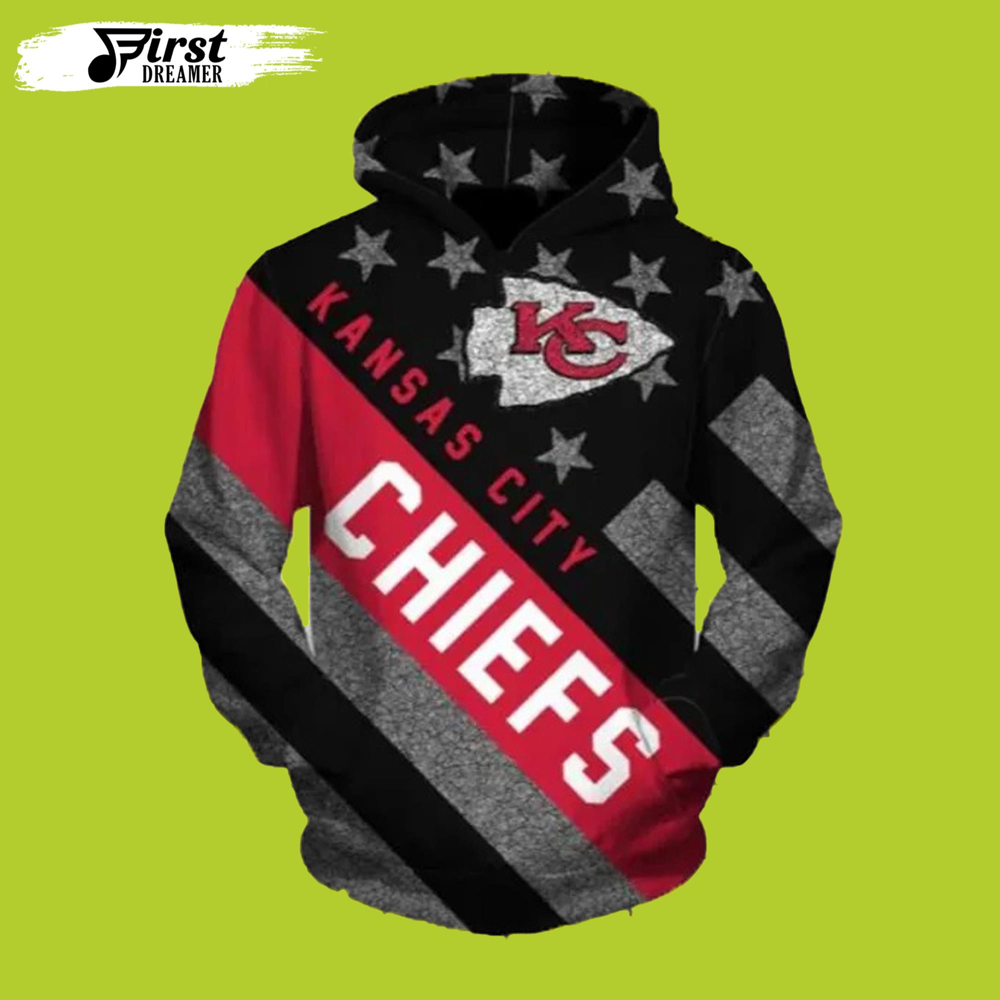 Grey Kansas City Chiefs Hoodie 3D