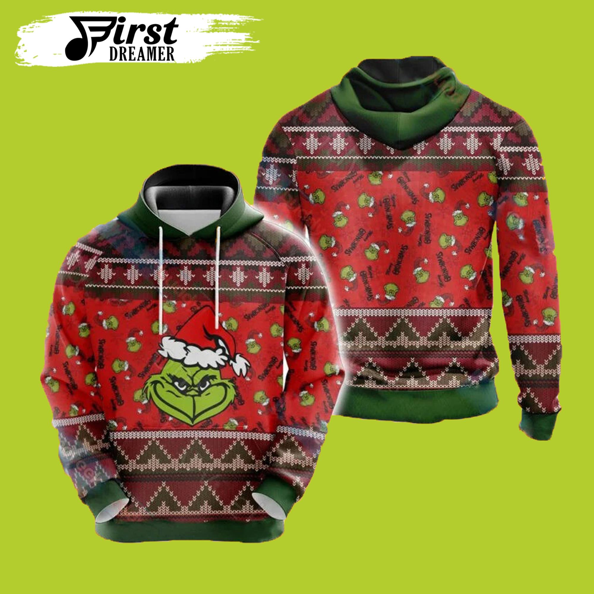 Grinch Christmas Pattern Red Grinch