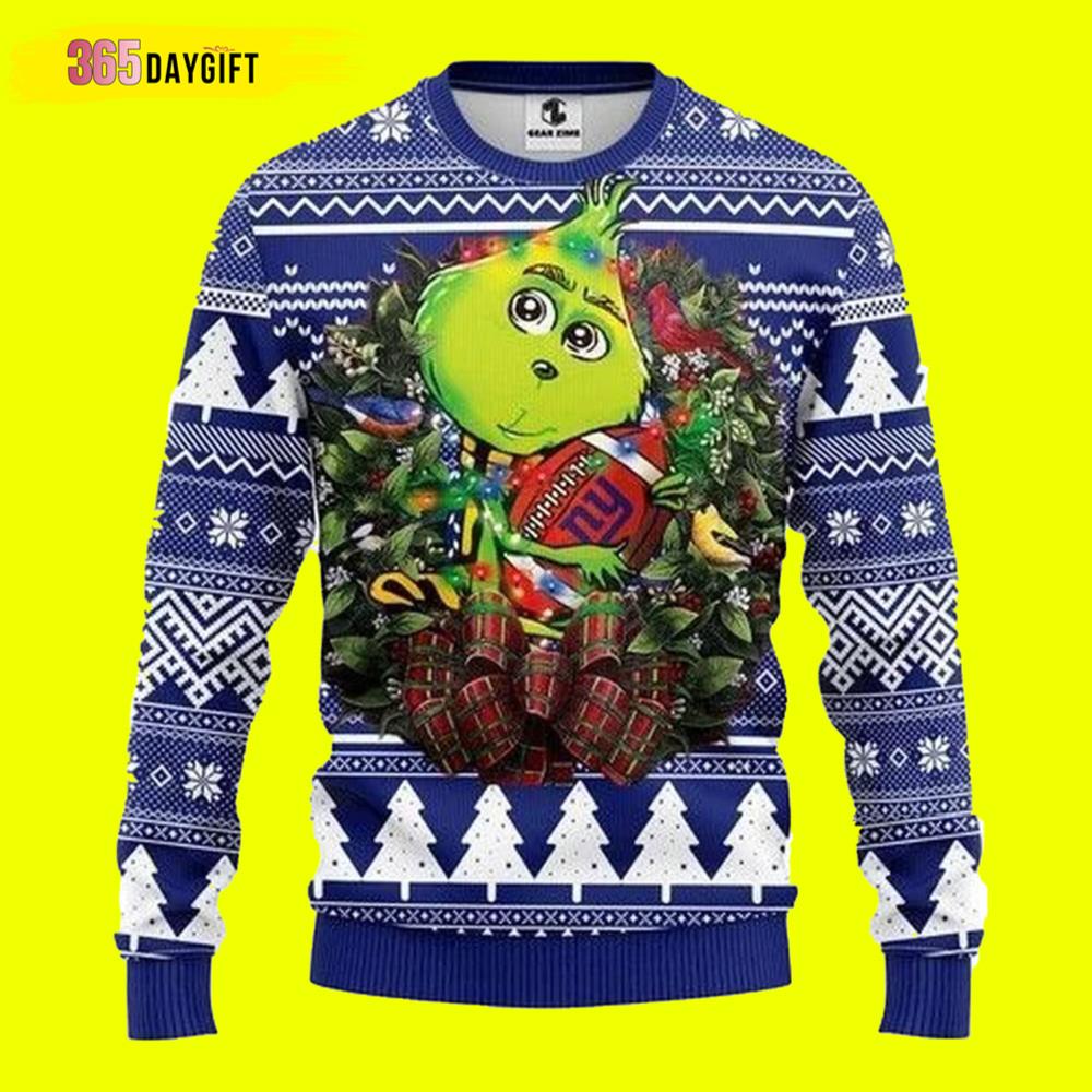 Grinch Hug Sweatshirt Knitted New York Giants Ugly Christmas Sweater- Best Christmas Gifts 2023