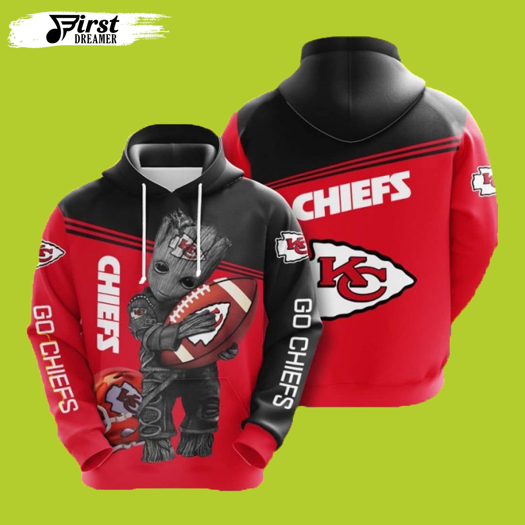 Groot Hug Kansas City Chiefs Hoodie 3D