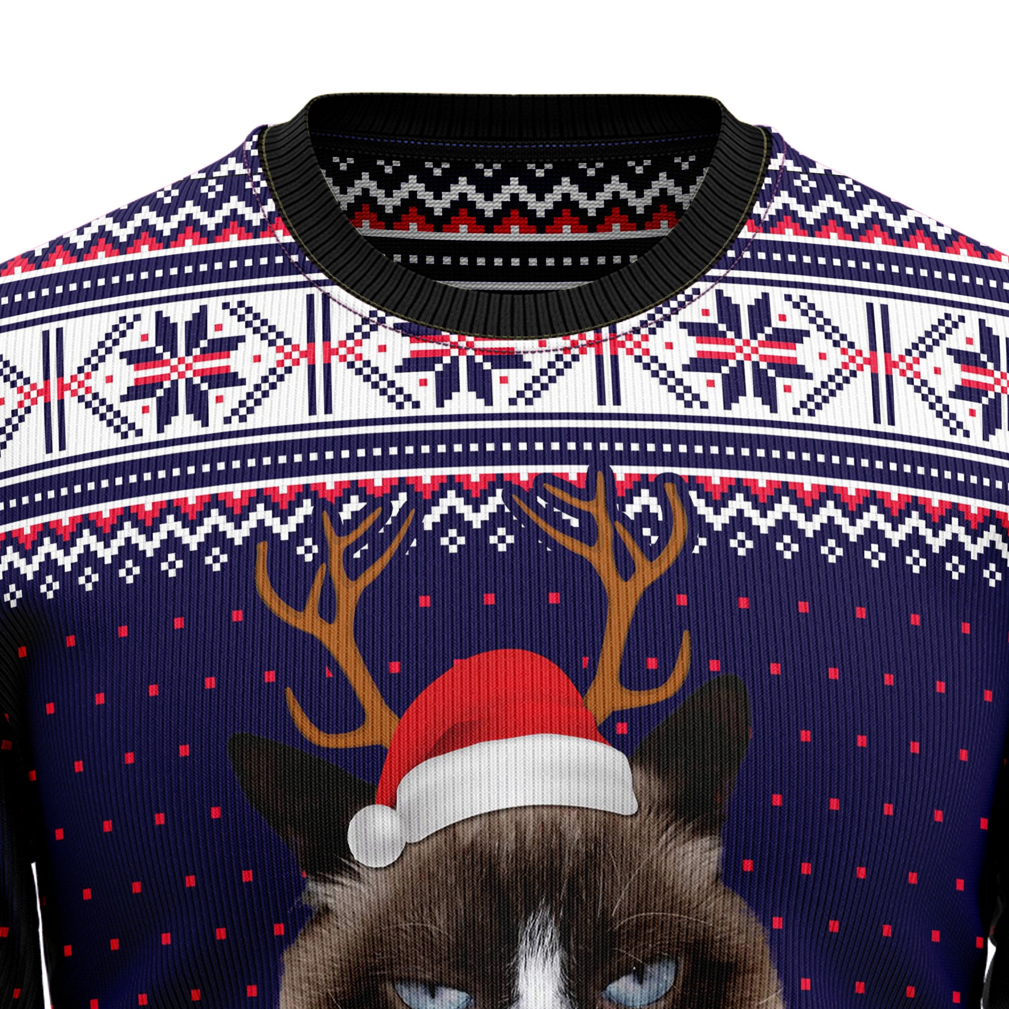 Grumpy Cat Merry Christmas Xmas Santa Hat HZ112315 Ugly Christmas Sweater- Best Christmas Gifts 2023