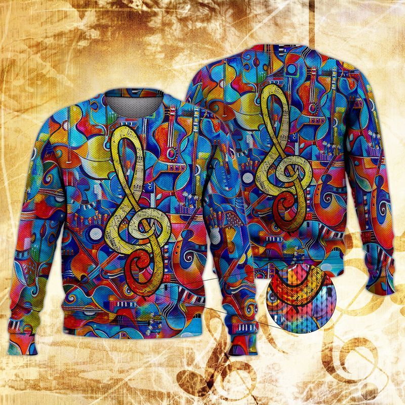 Guitar Colorful Ugly Christmas Sweater- Best Christmas Gifts 2023