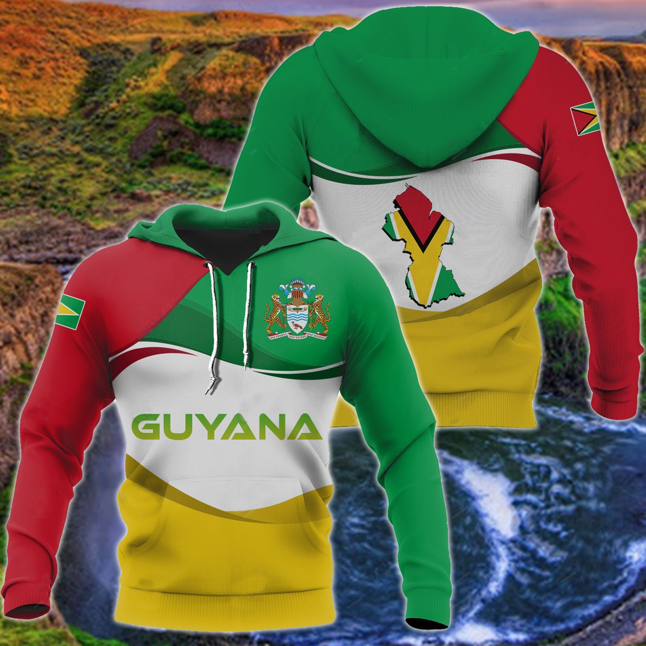 Guyana Coat Of Arms And Map Unisexs