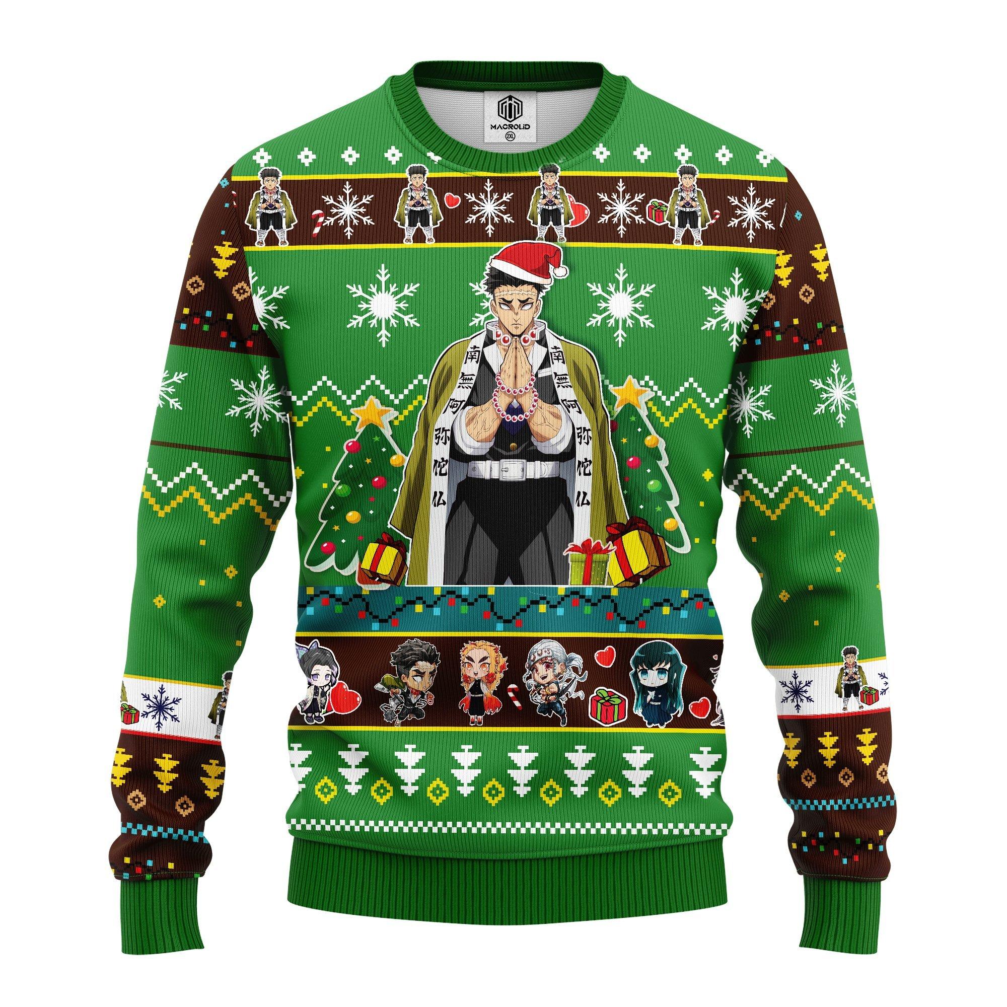 Gyomei Himejima Demon Slayer Anime Ugly Christmas Sweater- Best Christmas Gifts 2023