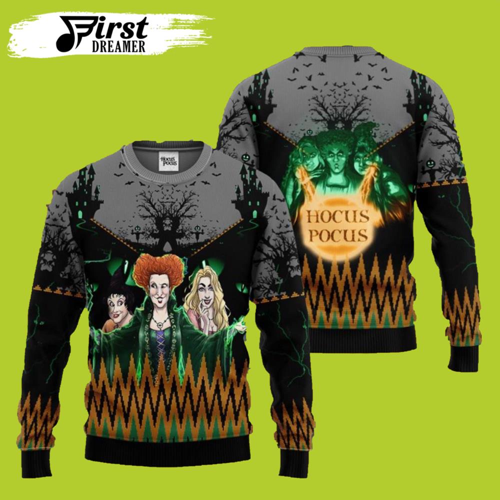 Halloween Night Hocus Pocus Ugly Christmas Sweater- Best Christmas Gifts 2023