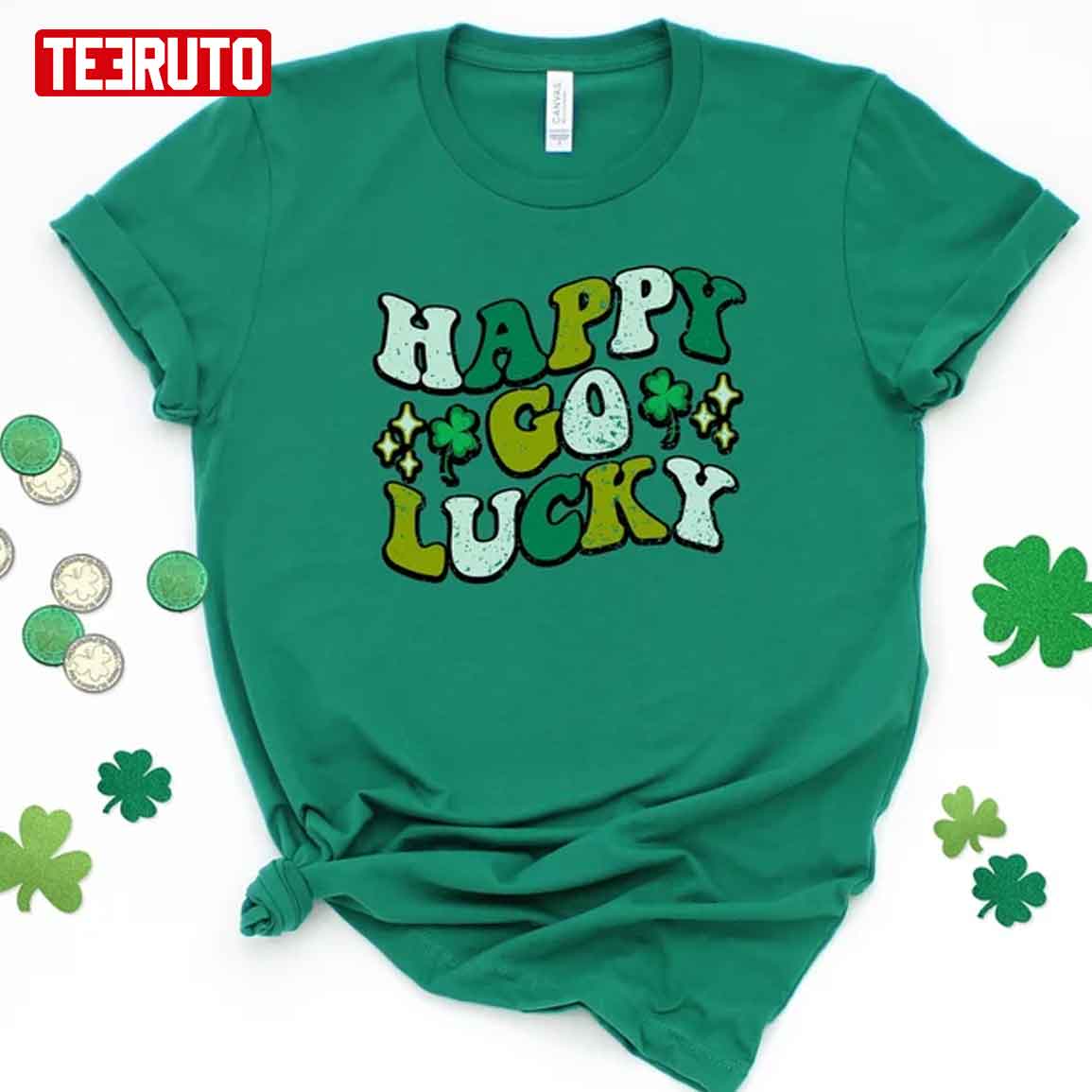 Happy Go Lucky Retro Shamrock Vintage Unisex T-Shirt Happy Go Lucky Retro Shamrock Vintage Unisex T-Shirt