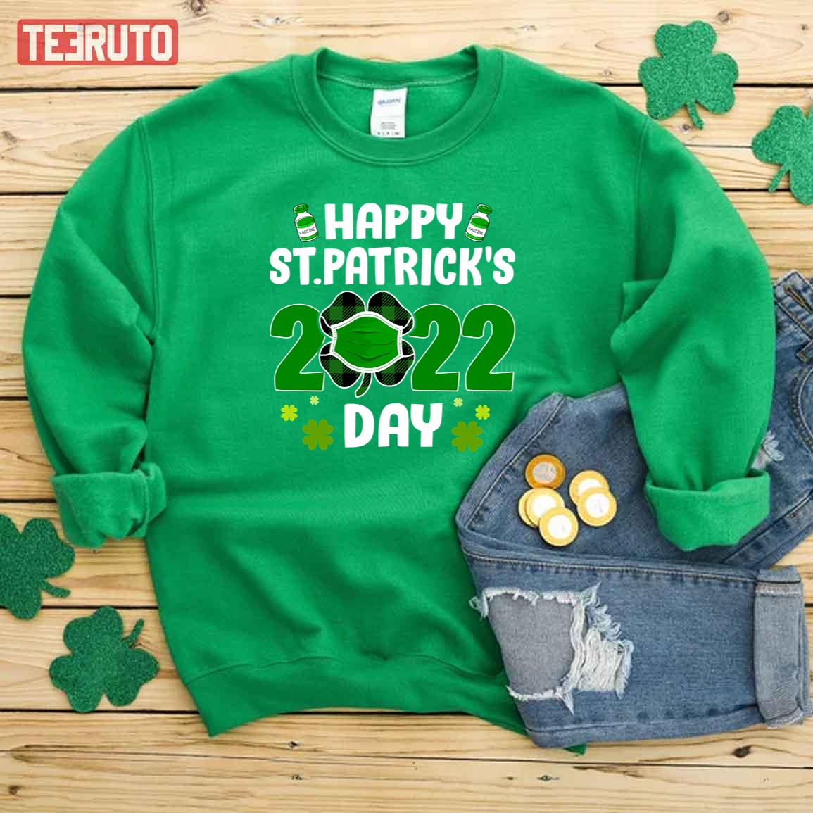 Happy Saint Patrick’s Day 2022 Irish Shamrock Fully Vaccinated Unisex T-Shirt