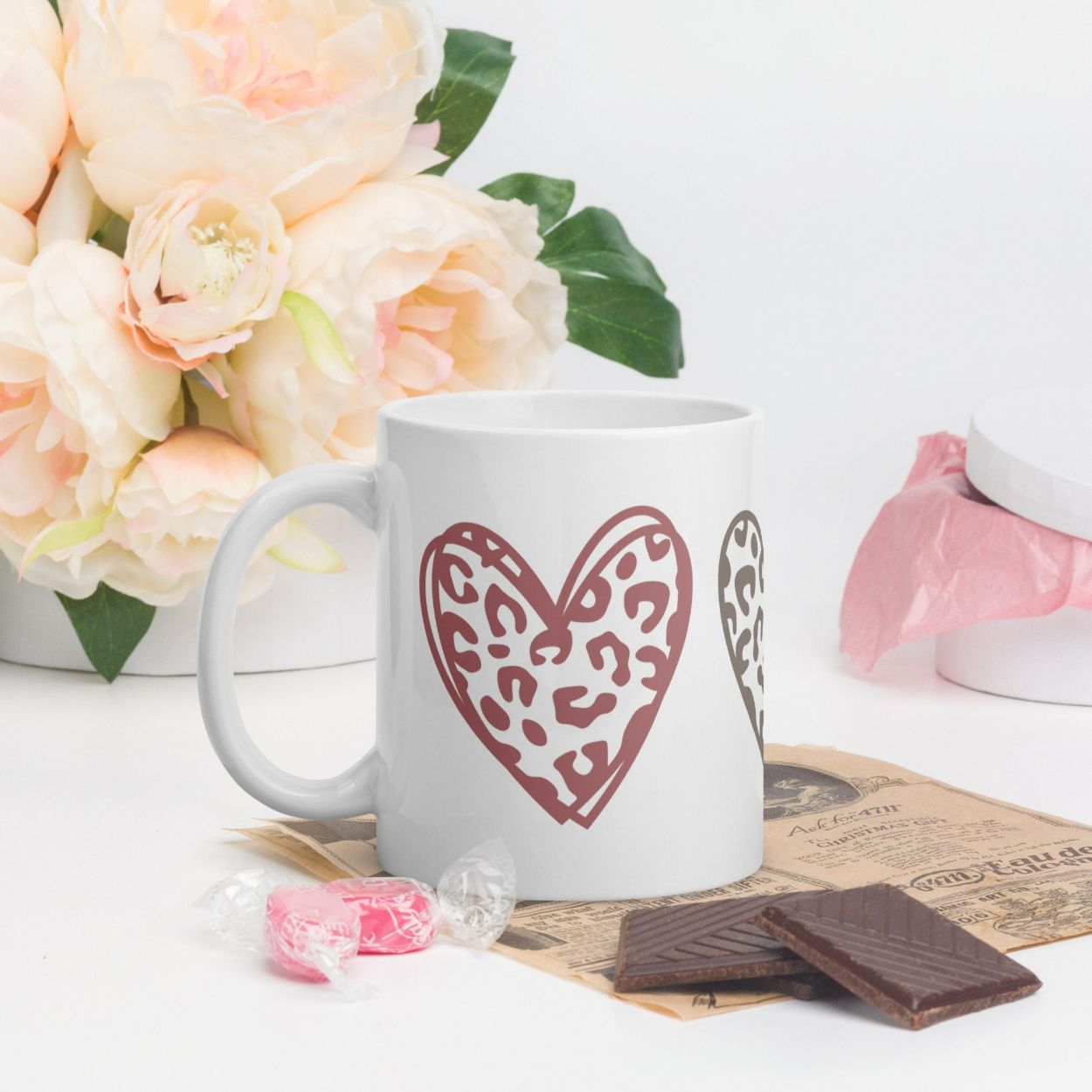 Hearts White Glossy Mug