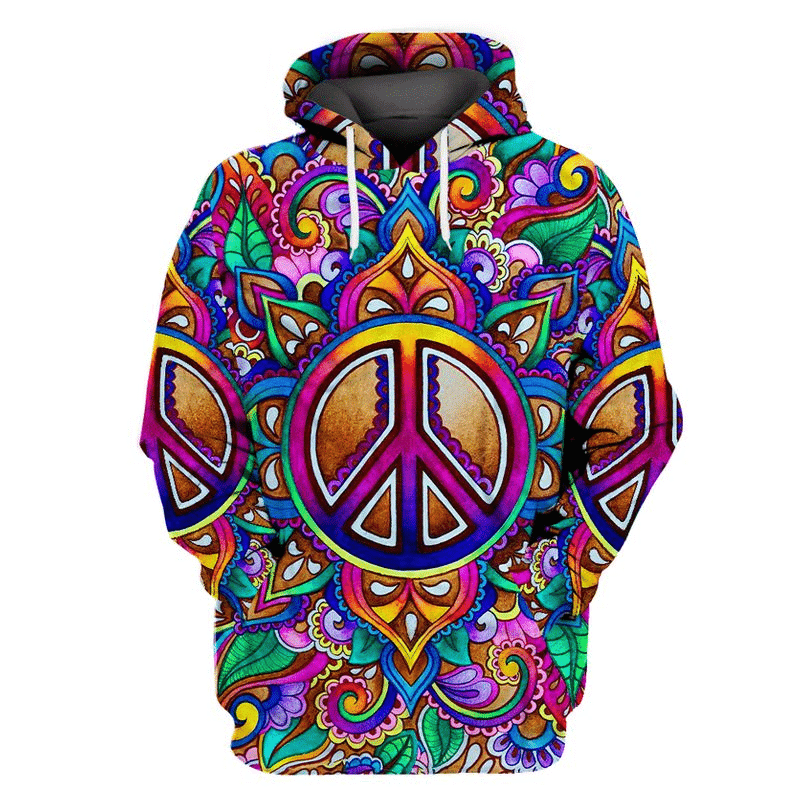 Hippie Colorful Peace Sign 3D Hoodie