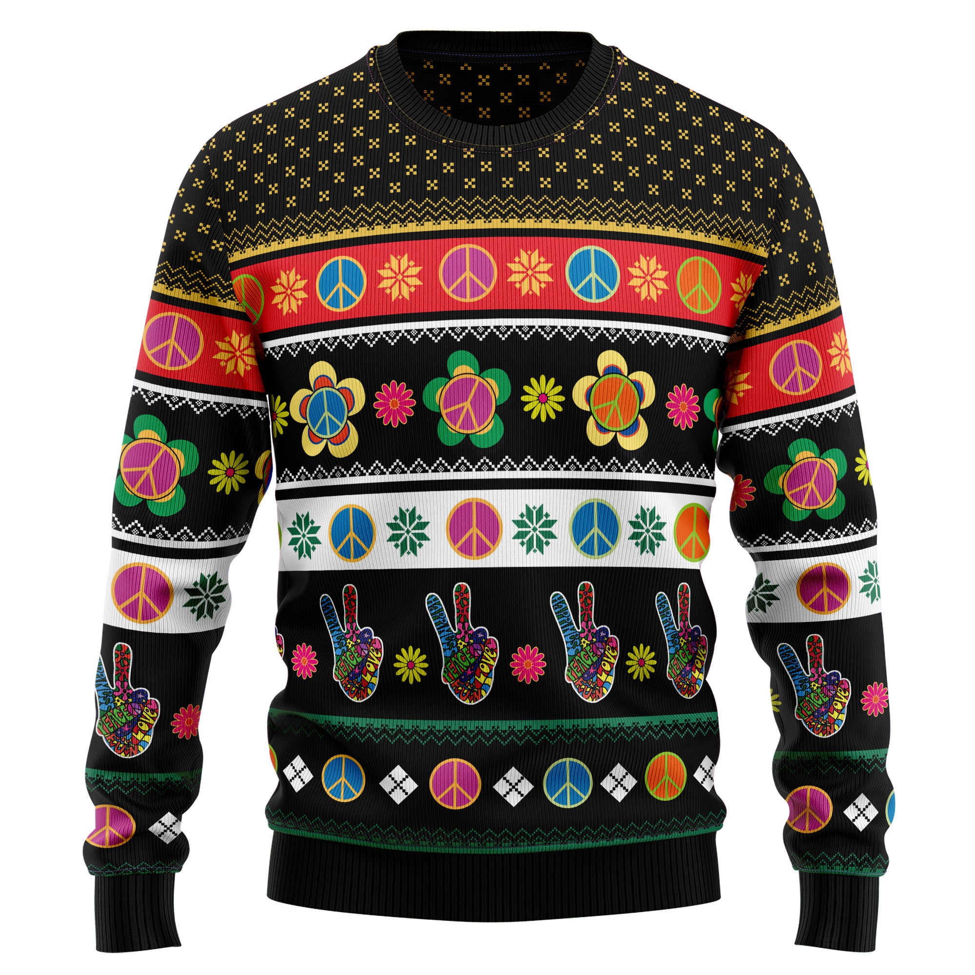 Hippie Peace Sign G51020 Ugly Christmas Sweater- Best Christmas Gifts 2023