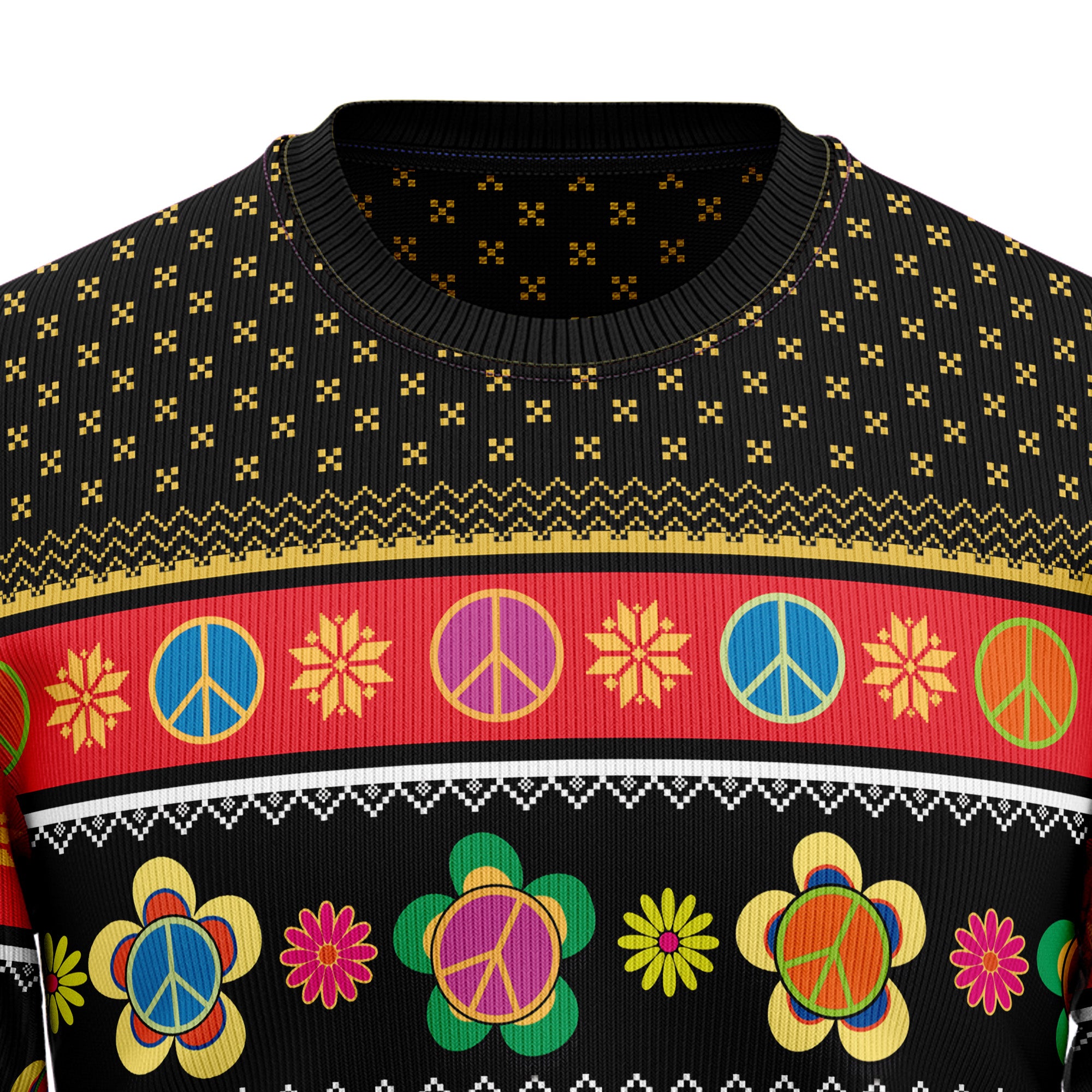 Hippie Peace Sign G51020 Ugly Christmas Sweater- Best Christmas Gifts 2023