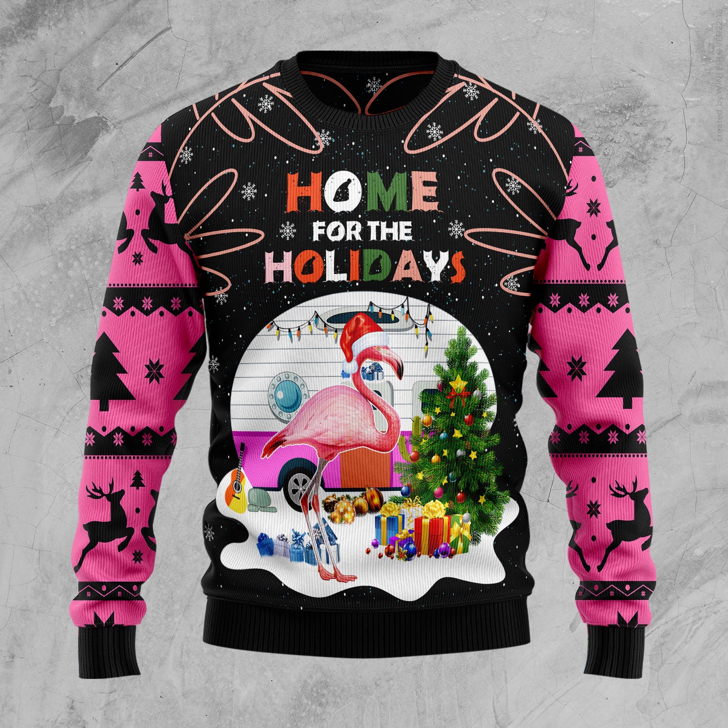 Home For The Holidays Flamingo TG51029 Ugly Christmas Sweater- Best Christmas Gifts 2023