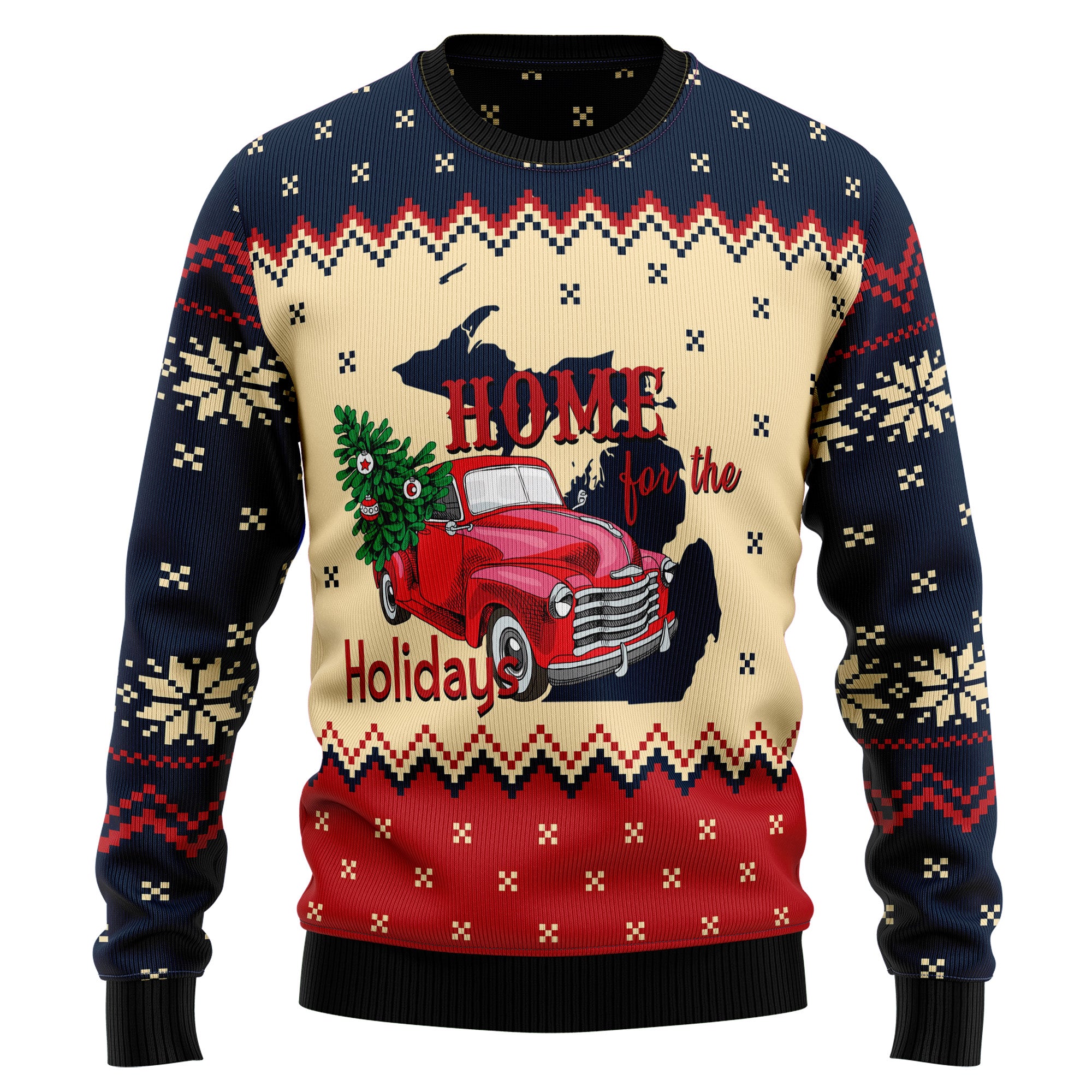 Home For The Holidays Michigan HZ100802 Ugly Christmas Sweater- Best Christmas Gifts 2023