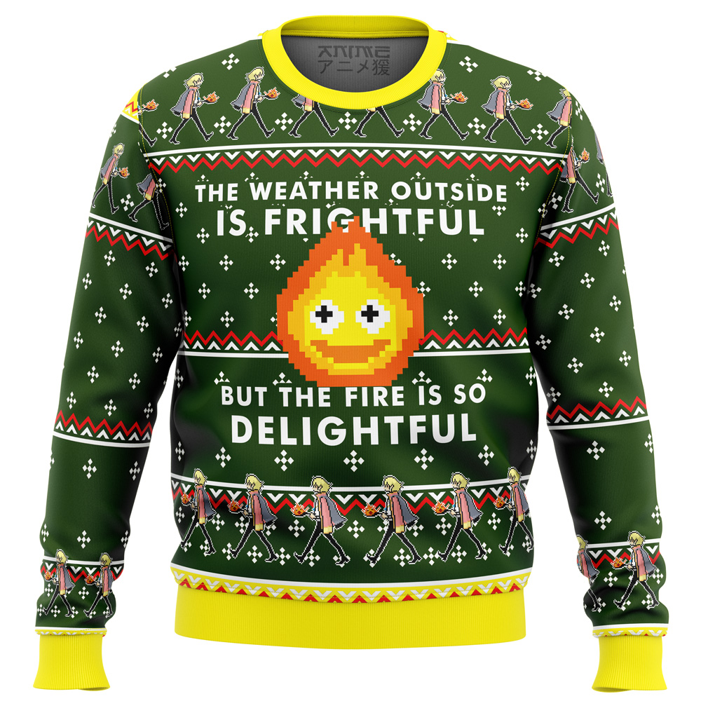 HOWLS MOVING CASTLE Calcifer Fire is so Delightful Ugly Christmas Sweater- Best Christmas Gifts 2023