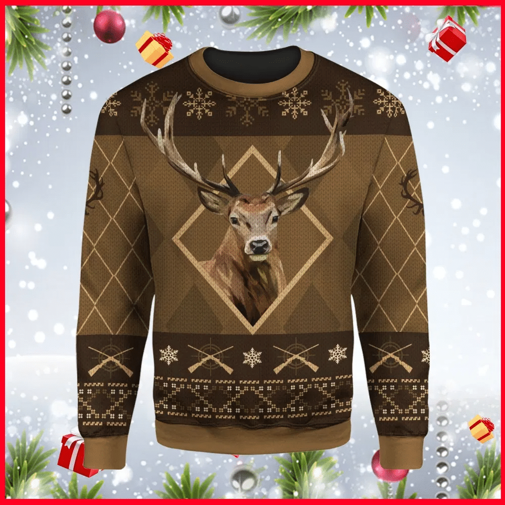 Hunting Deer Ugly Christmas Sweater – Best Christmas Gifts 2023