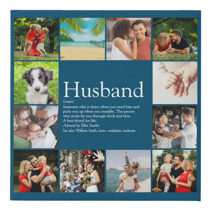 Husband Definition 12 Photo Modern Fun Blue Faux Canvas Print