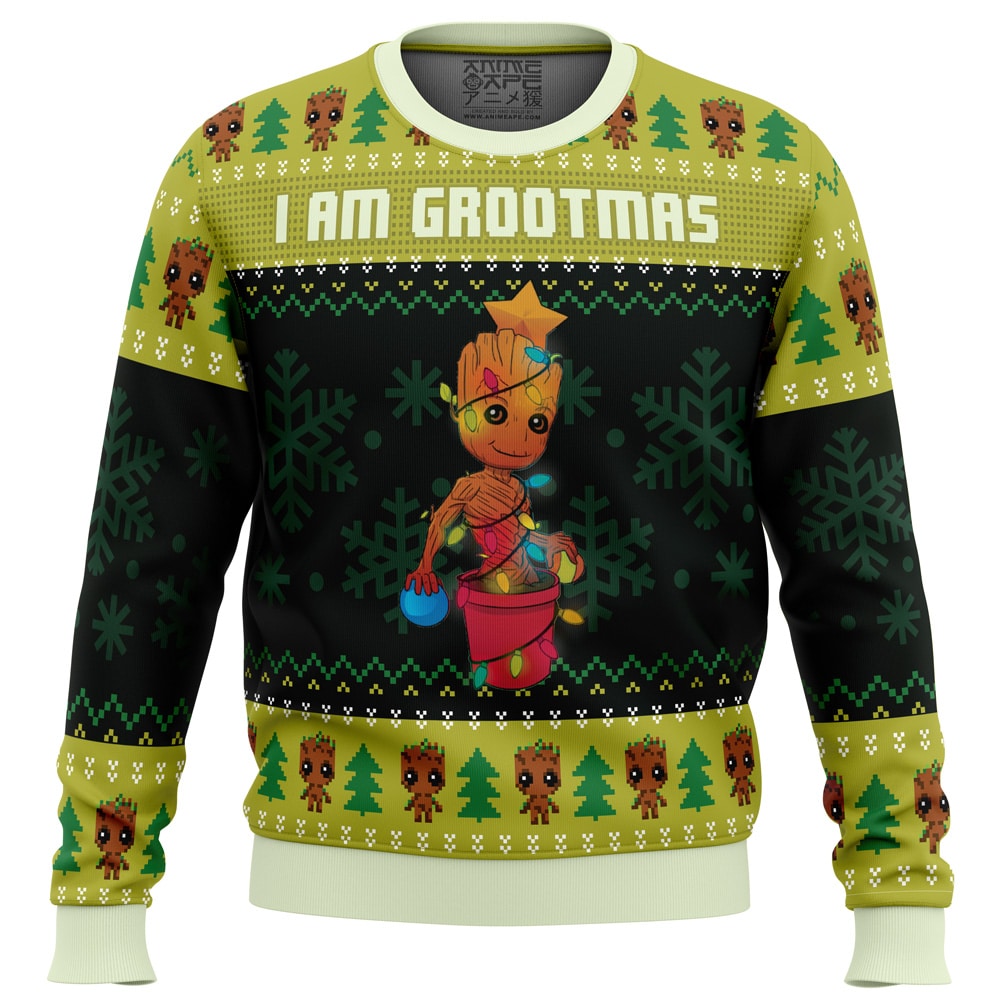 I am Grootmas Guardians of the Galaxy Marvel Ugly Christmas Sweater- Best Christmas Gifts 2023