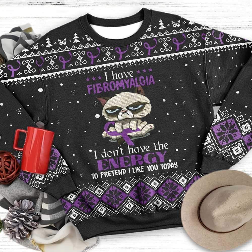 I Dont Have The Energy Fibromyalgia Awareness Ugly Christmas Sweater – Best Christmas Gifts 2023