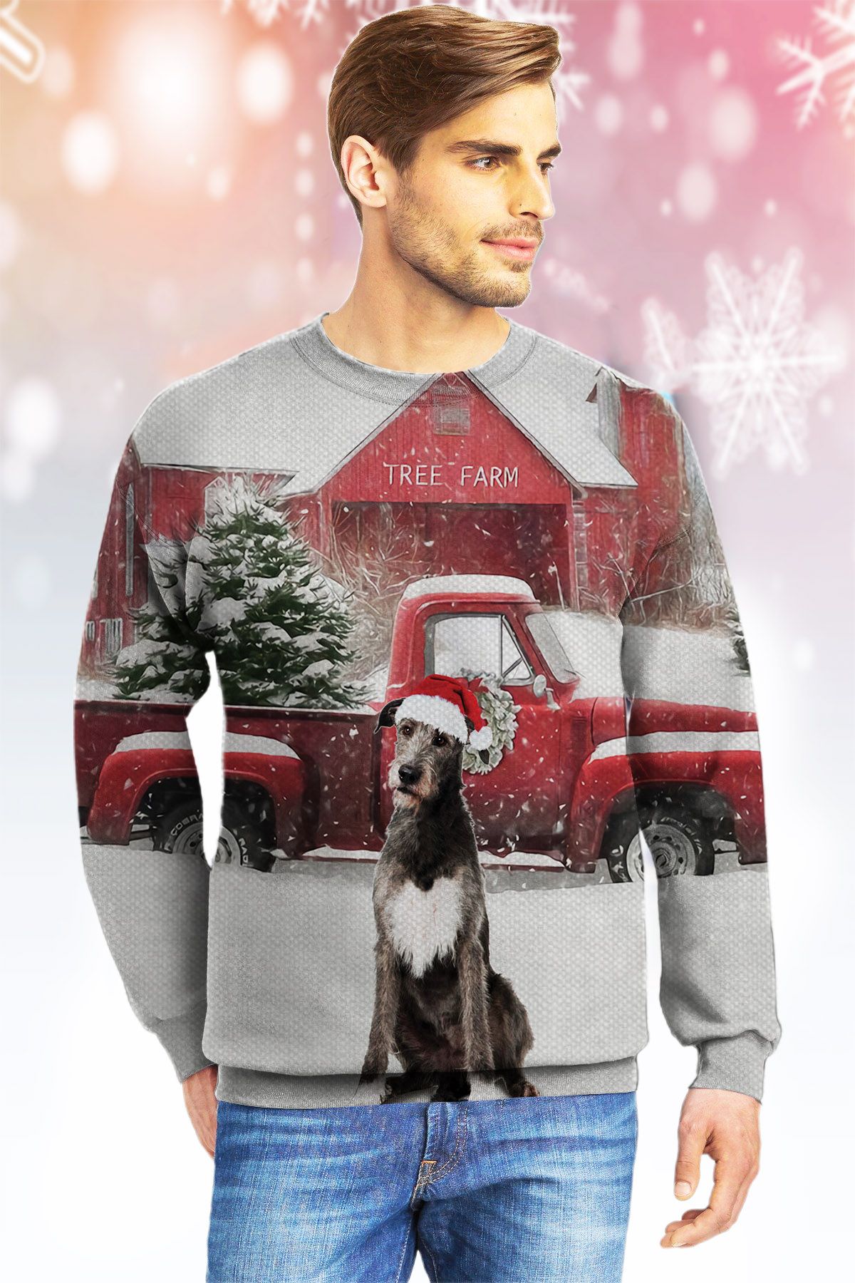 Irish Wolfhound Snow KVH Ugly Christmas Sweater- Best Christmas Gifts 2023