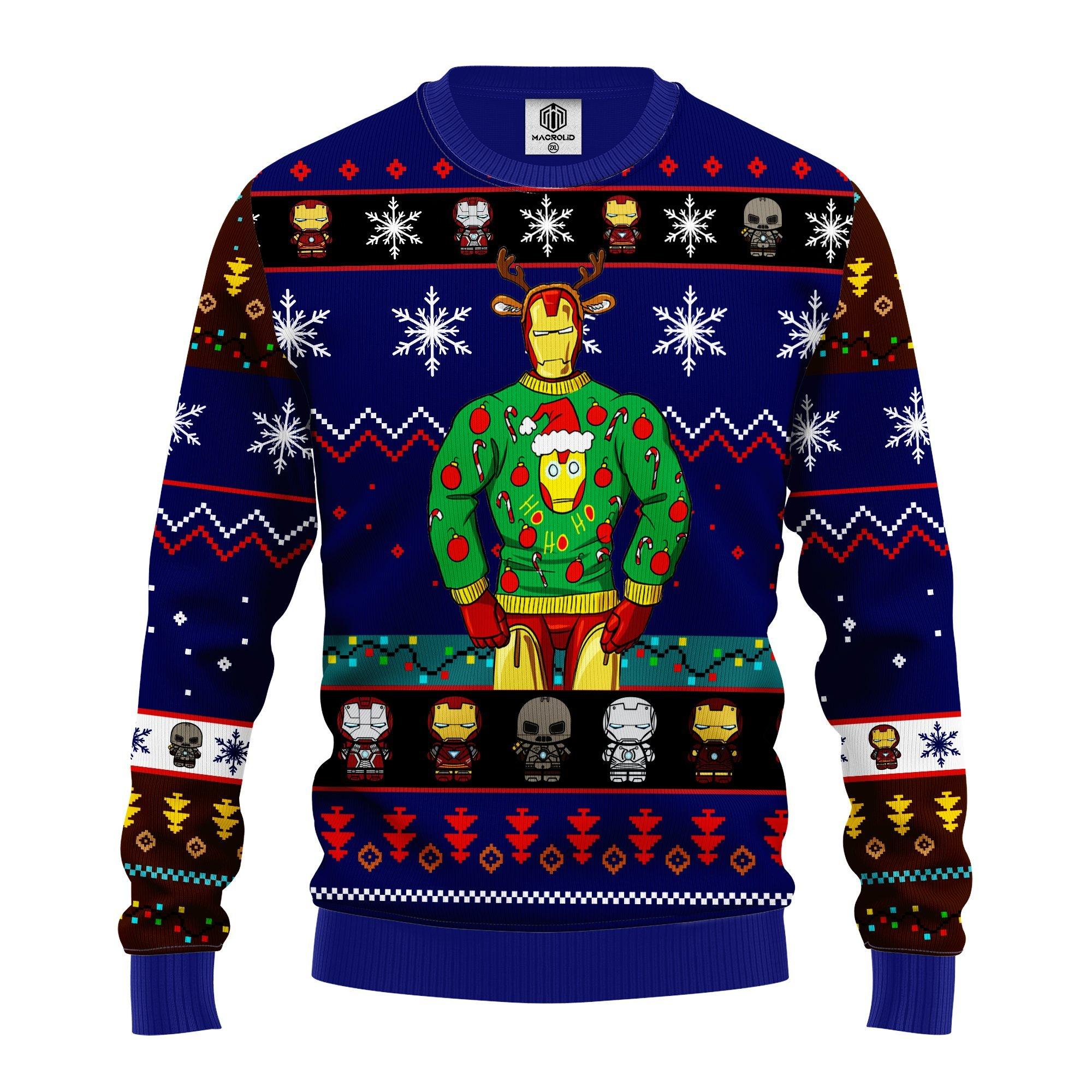 Iron Man Marvel Comics Deer Xmas Ugly Christmas Sweater 247- Best Christmas Gifts 2023