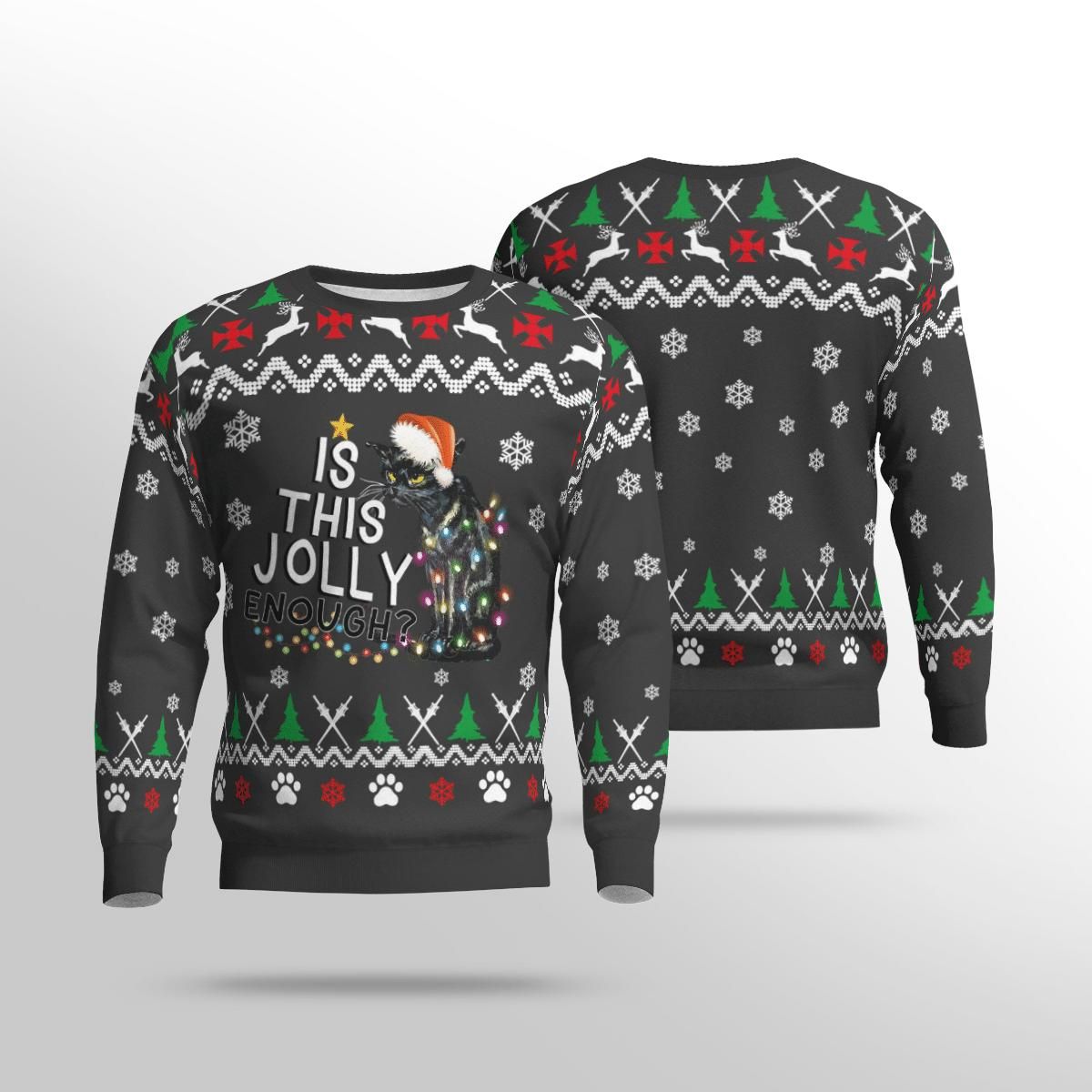 Is This Jolly Enough Cat Ugly Sweater, Christmas Gift, Is This Jolly Enough Cat Ugly Christmas Sweater- Best Christmas Gifts 2023