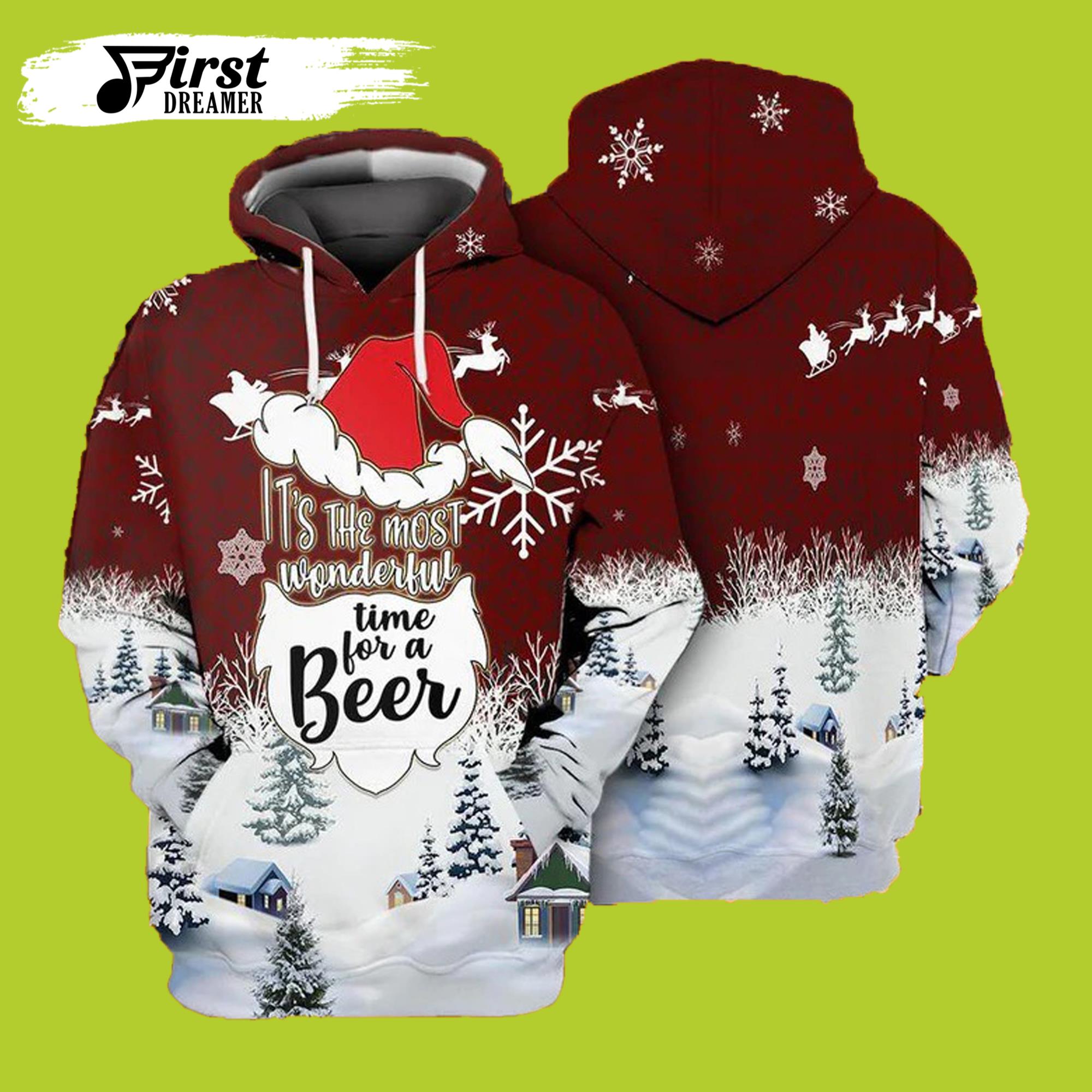 It’s The Most Wonderful Time For A Beer 3D Beer Hoodies