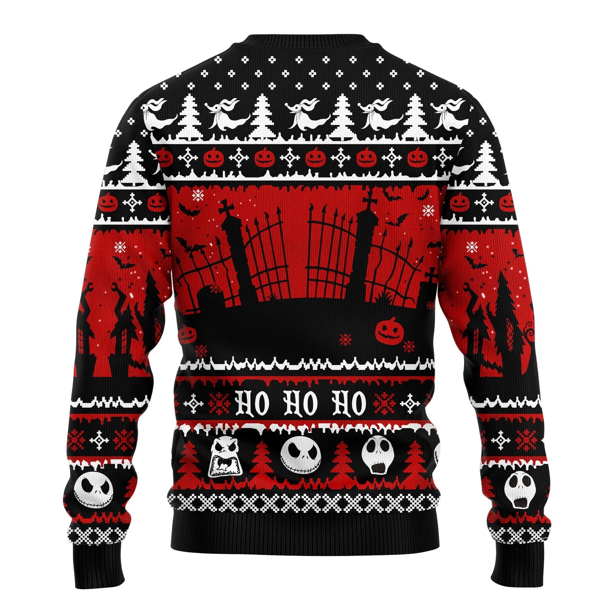Jack And Zero Ho Ho Ho Nightmare Before Christmas Ugly Christmas Sweater 254- Best Christmas Gifts 2023