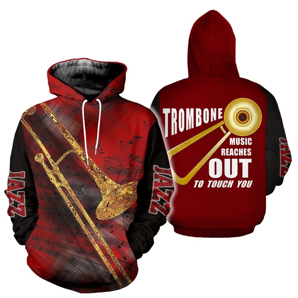 Jazz Trombone Art Trombone Music AOP Unisex Hoodie