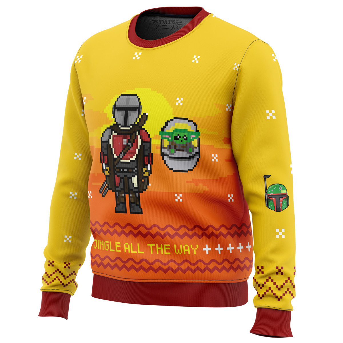 Jingle All The Way Mandalorian Ugly Christmas Sweater- Best Christmas Gifts 2023