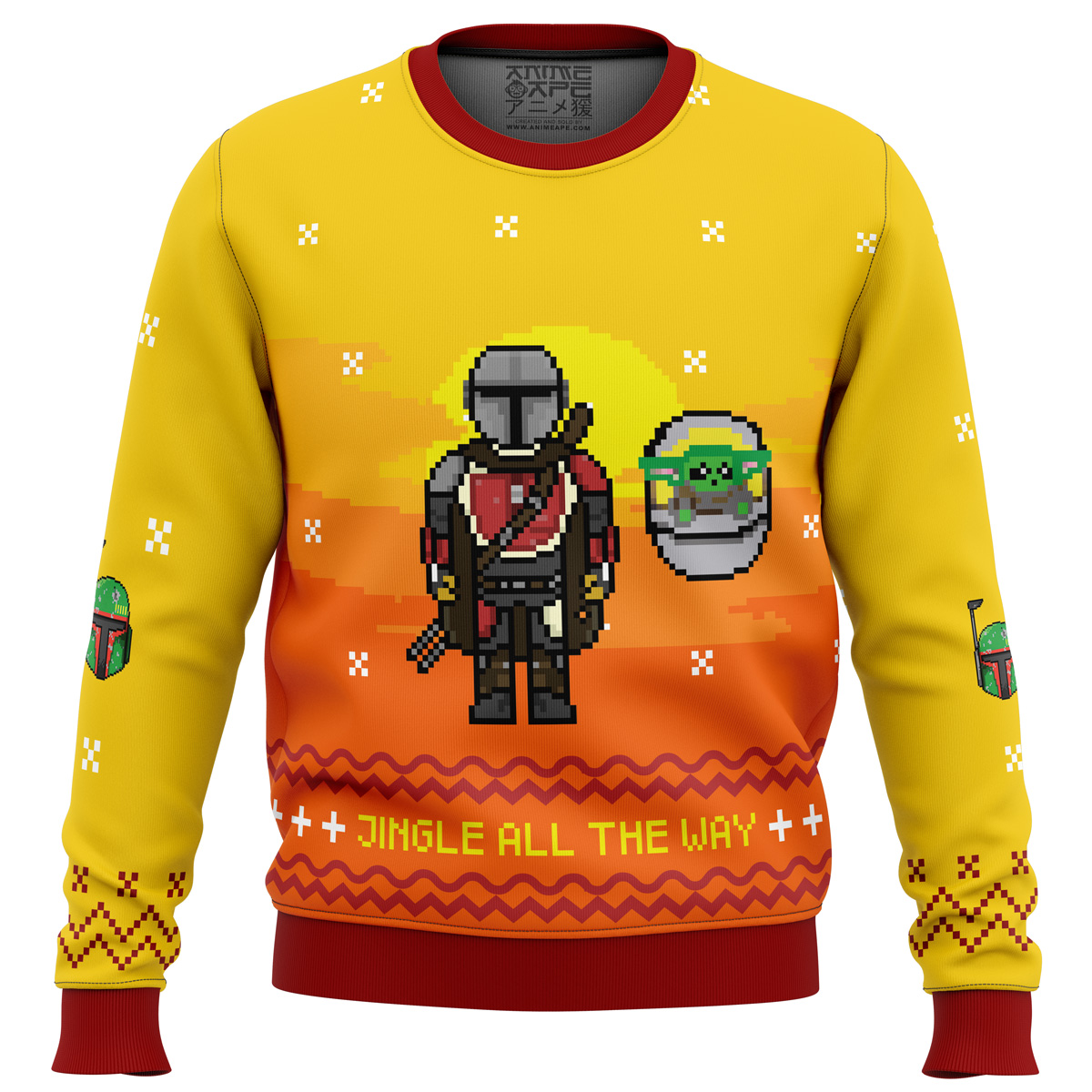 Jingle All The Way Mandalorian Ugly Christmas Sweater- Best Christmas Gifts 2023