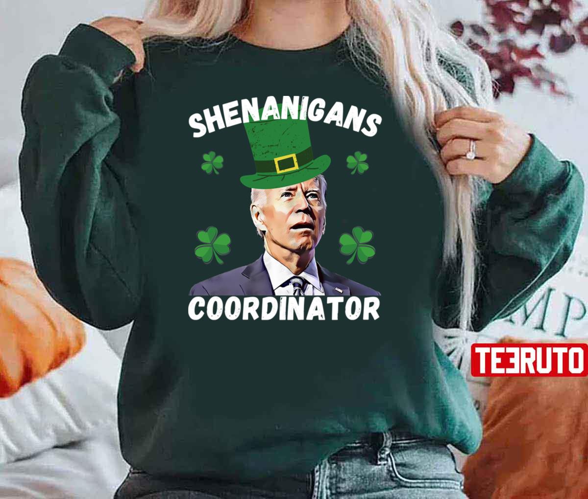 Joe Biden Confused Shenanigans Coordinator St Patricks Day Unisex T-Shirt