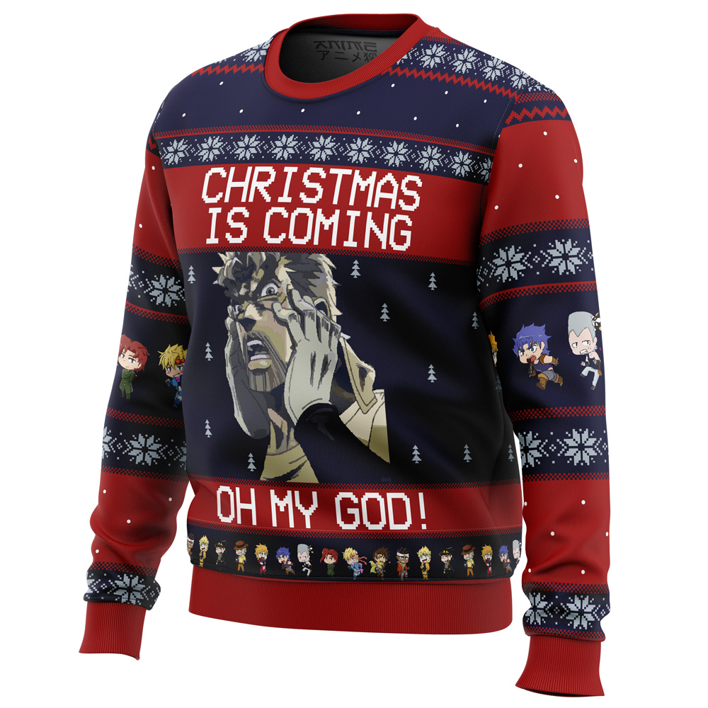 Jojo’s Bizarre Adventure Joseph Joestar Oh My God Ugly Christmas Sweater- Best Christmas Gifts 2023