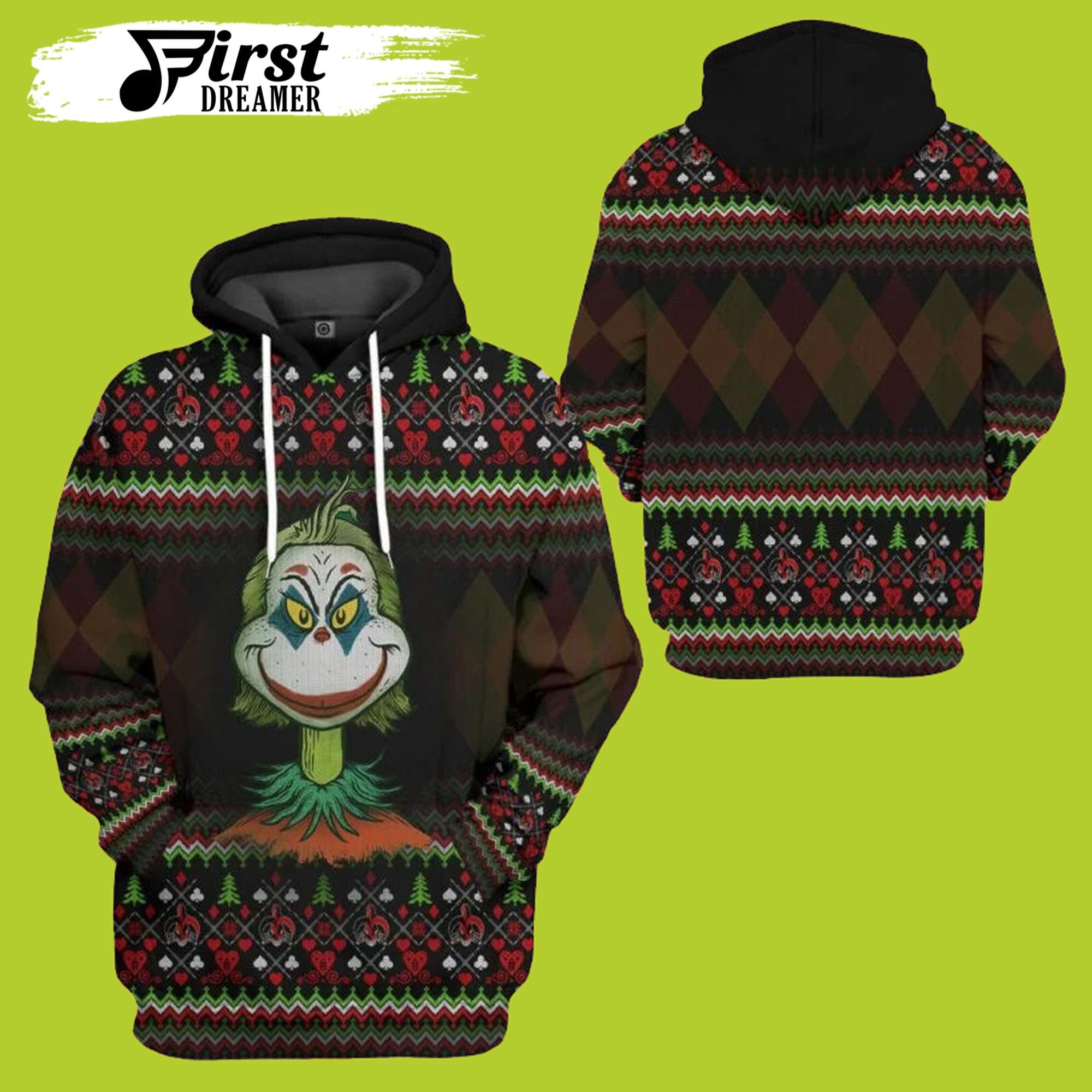 Joker Grinch Christmas Pattern Black Grinch