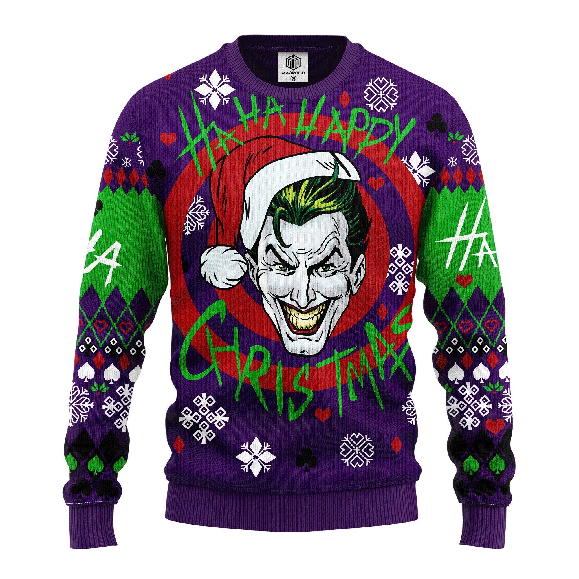 Joker Smile DC Comics Haha Happy Christmas Ugly Christmas Sweater 255- Best Christmas Gifts 2023