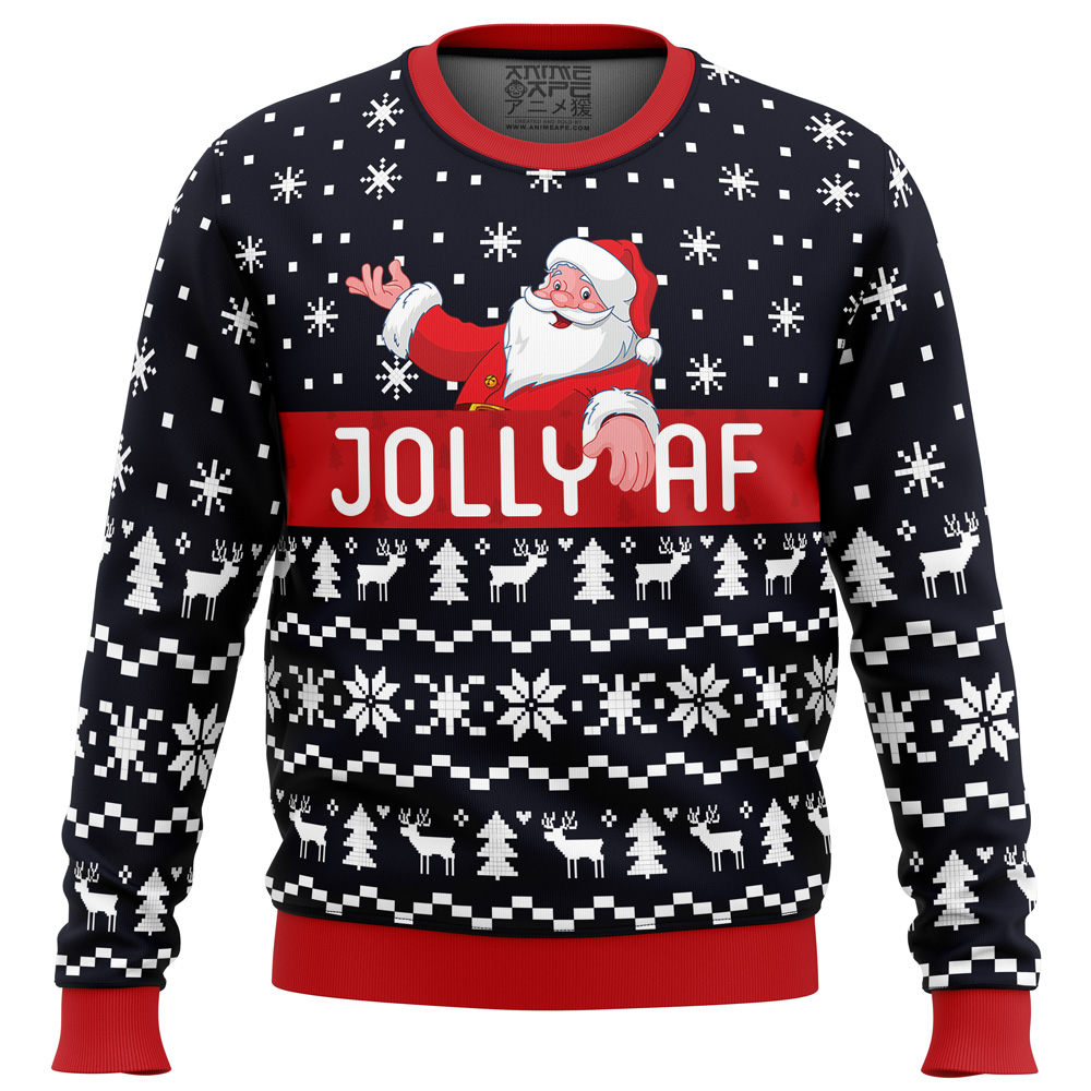 Jolly Af Santa Claus Ugly Christmas Sweater- Best Christmas Gifts 2023